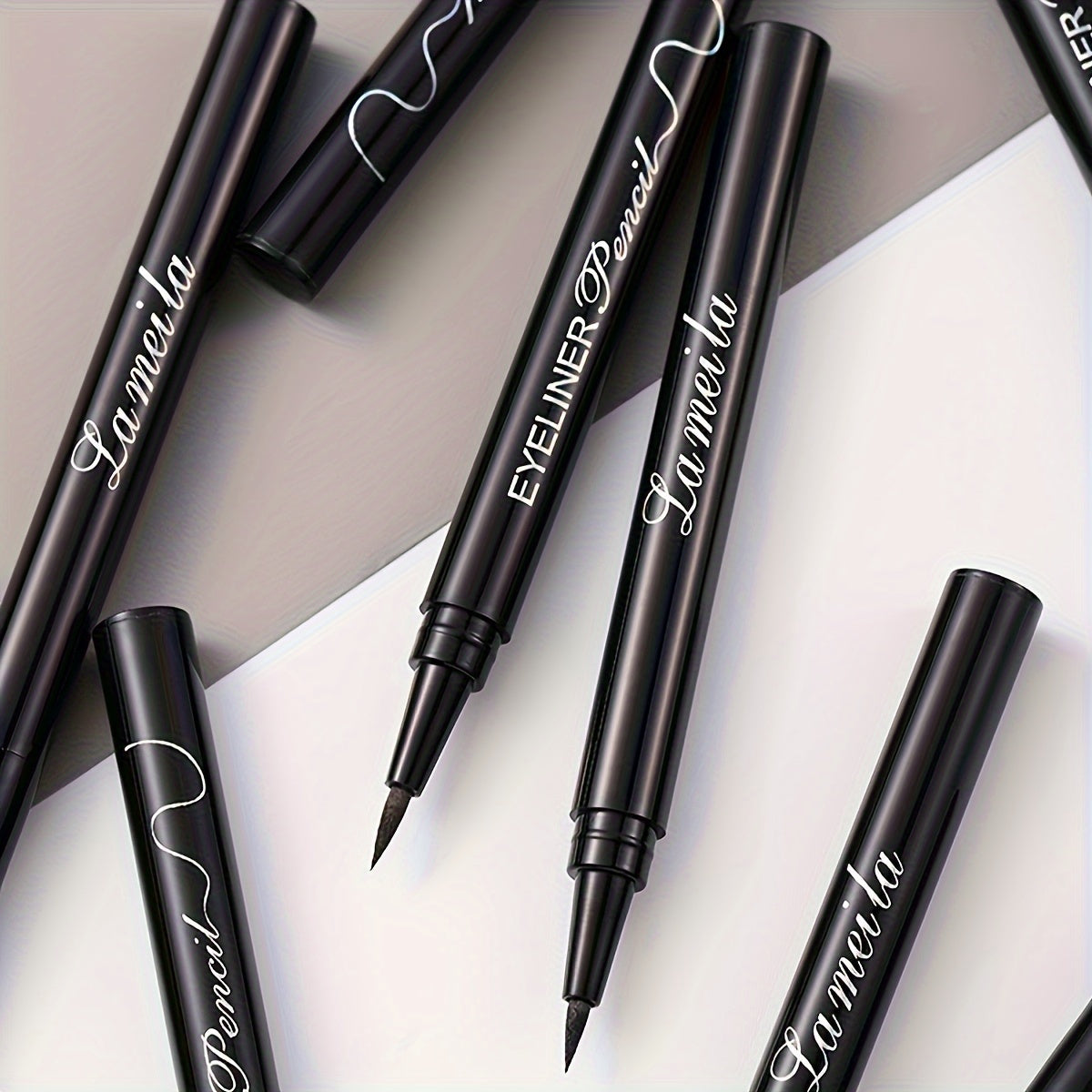 3-Pack Waterproof Black Liquid Eyeliner Pens – Extra Slim Tip, Smudge-Proof, Beginner-Friendly, with Plant-Based Squalane