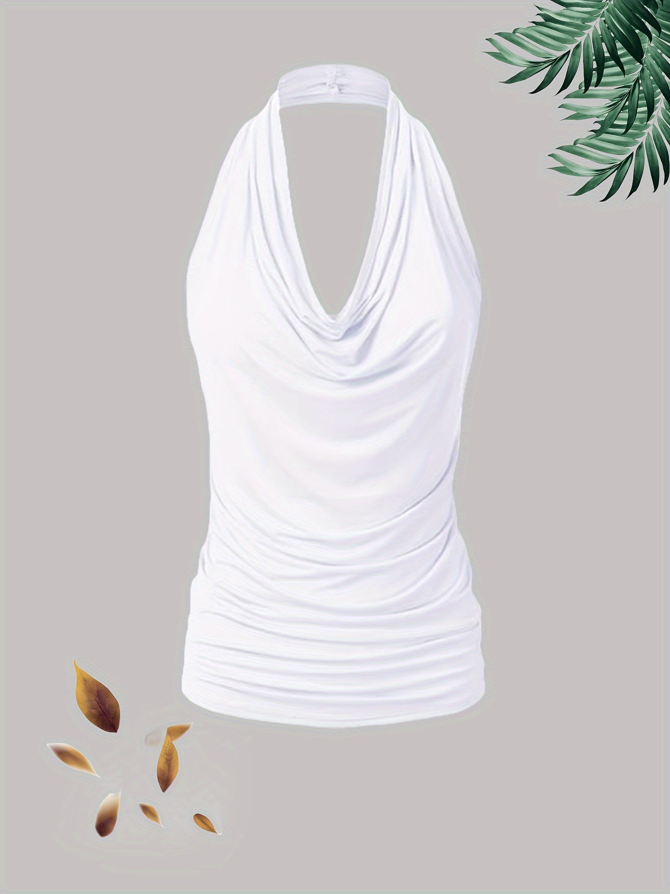 [Lightweight Polyester Halter Neck] 3-Pack Women's Fashion Halter Neck Tanks - Lightweight 210g/m² Polyester Vests - Casual Solid Color Knit 95% Polyester 5% Elastane, Spring/Summer/Fall Collection
