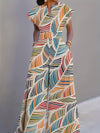 Vibrant Tropical Leaf Print Women'S Jumpsuit - Casual V-Neck, Sleeveless Romper with Matching Overalls, Colorful Abstract Design, Perfect for All Seasons, Allseason Jumpsuit|Vneck Romper|Colorful Abstract Print