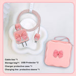 DIY Mobile Phone Charger Storage Box Protective Case for iPhone 18W/20W Charger, with Cable Protector Headphone Line Protector, Portable Travel Storage Bag, Cute Cable Charger Protector Wire Organizer