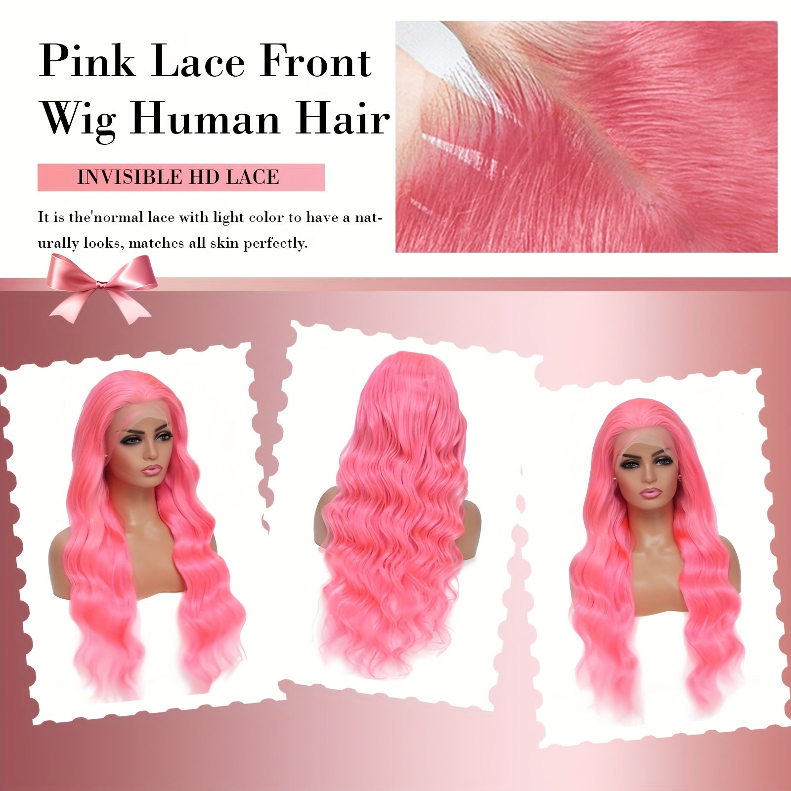 Pink Lace Front Wig Human Hair 13x4 Hd Lace Pink Body Wave Lace Front Wig Human Hair With Baby Hair Colored Wig Human Hair Pre Plucked 200% Density 28 Inch