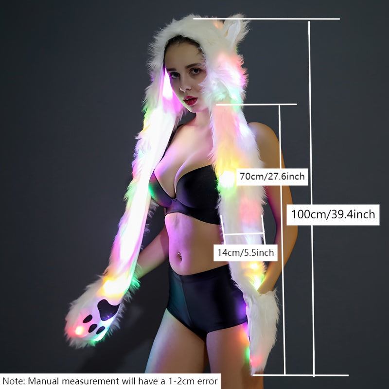 LED Hat, Scarf and Gloves Three-in-One Single Item for Festivals, Parties, Concerts, Fashionable Warm Hats without Batteries