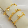 3pcs Luxurious Golden-Toned Heart Pendant Bracelet Set for Women - Boho Chic Style, Ideal for Weddings, Birthdays, Parties, Valentine's & Ramadan Gifts, Jewelry Set