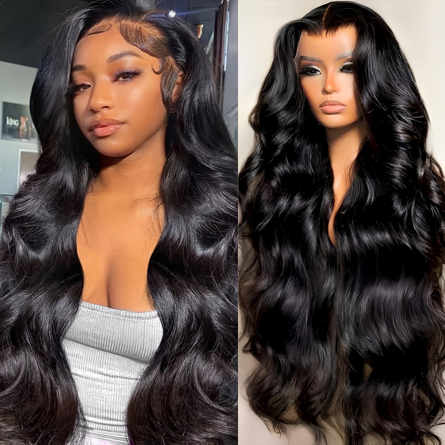 Body Wave Glueless Lace Front Wigs Human Hair Pre Plucked Brazilian 4*4 HD Lace Front Wigs Human Hair with Baby Hair Full Frontal Lace Wigs Human Hair for Women 200% Density Natural Black, Dress Up Hair, Cosplay Wig