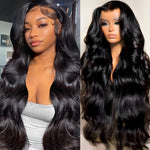 Body Wave Glueless Lace Front Wigs Human Hair Pre Plucked Brazilian 4*4 HD Lace Front Wigs Human Hair with Baby Hair Full Frontal Lace Wigs Human Hair for Women 200% Density Natural Black, Dress Up Hair, Cosplay Wig