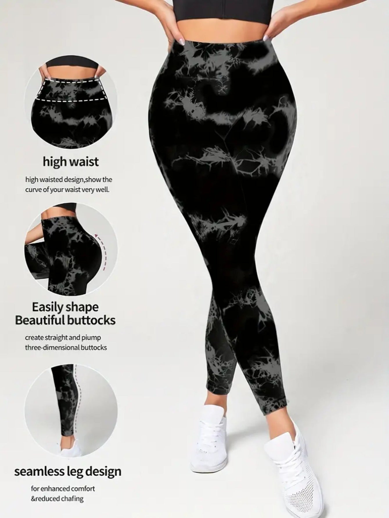 2 pack Women's High Waisted Tummy Control Tie-Dye Yoga Pants, Seamless Sport Leggings, Butt Lifting Workout Tights for Gym and Daily Wear, workout, Squat Proof Leggings, high stretch comfortable, tights, Nylon