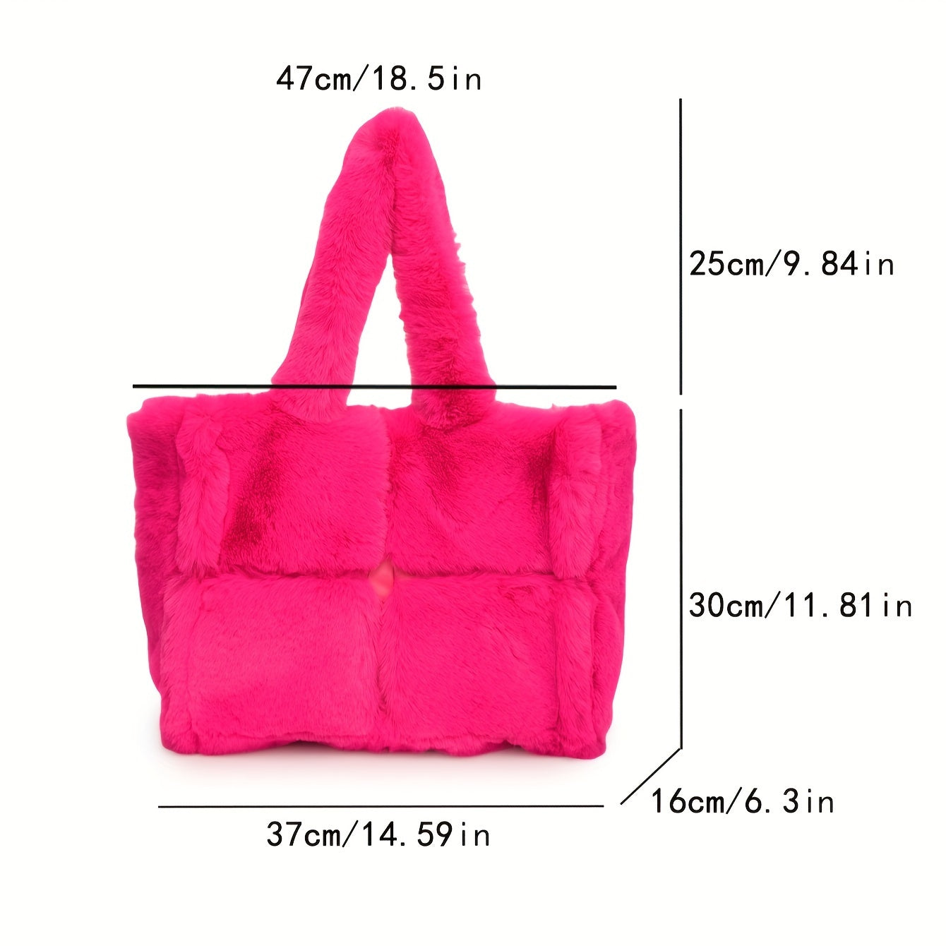 Chic Faux Fur Shoulder Bag for Women - Spacious & Versatile, Magnetic Closure, Faux Leather Lined - Available in Pink, Deep Brown, White, Black