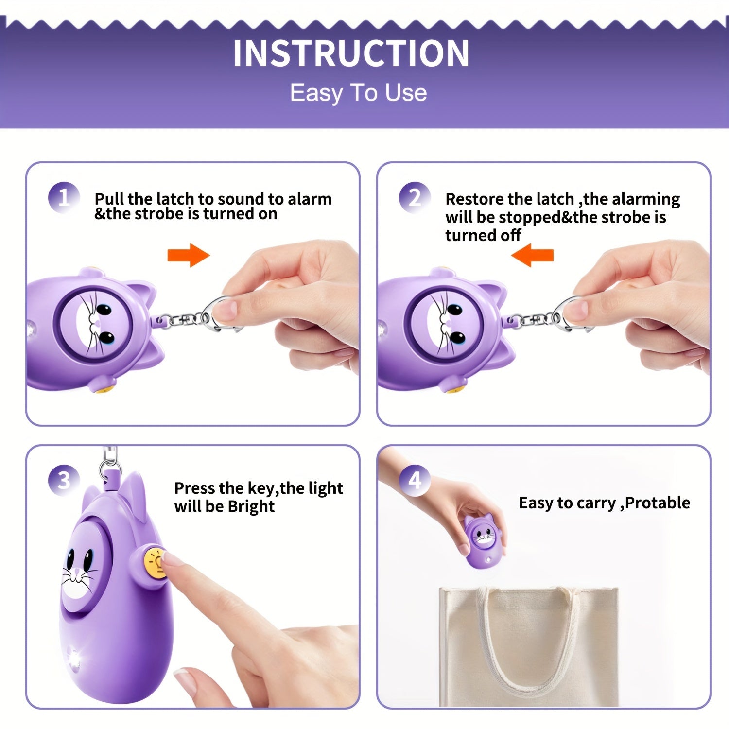 1pc Personal Safety Alarm For Women, 130 DB Loud Self Siren With LED Strobe Light, Personal Security Safe Device, Alarms For Women Elderly