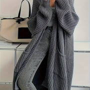 Elegant Open Front Solid Cardigan, Long Sleeve Midi Cardigan For Fall & Winter - Women's Clothing - Soft & Cozy Fabric - Perfect for Casual & Formal Occasions - Ideal Gift for Women