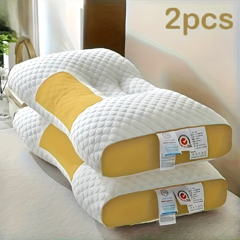 2pcs Modern Pillow with SP Neck Support, Breathable Moisture-Wicking Sweat, Polyester Fiber Cover And 100 Polyester Fiber Filling, Machine Washable, Zipper  All-Season Multi-Purpose Bedding for Any Sleeping Position
