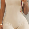 Solid Color Spaghetti Strap Romper, Sexy Sleeveless Skinny Romper Jumpsuit For Spring & Summer, Women's Clothing