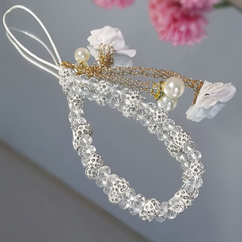 Fashionable Universal Phone Accessory With A Short Crystal Chain, Pure Phone Case, Pendant, And Wrist Strap