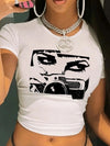 Graphic Printed Cropped T-Shirt, Y2K Spring And Summer Short-Sleeved Crop Top, Women'S