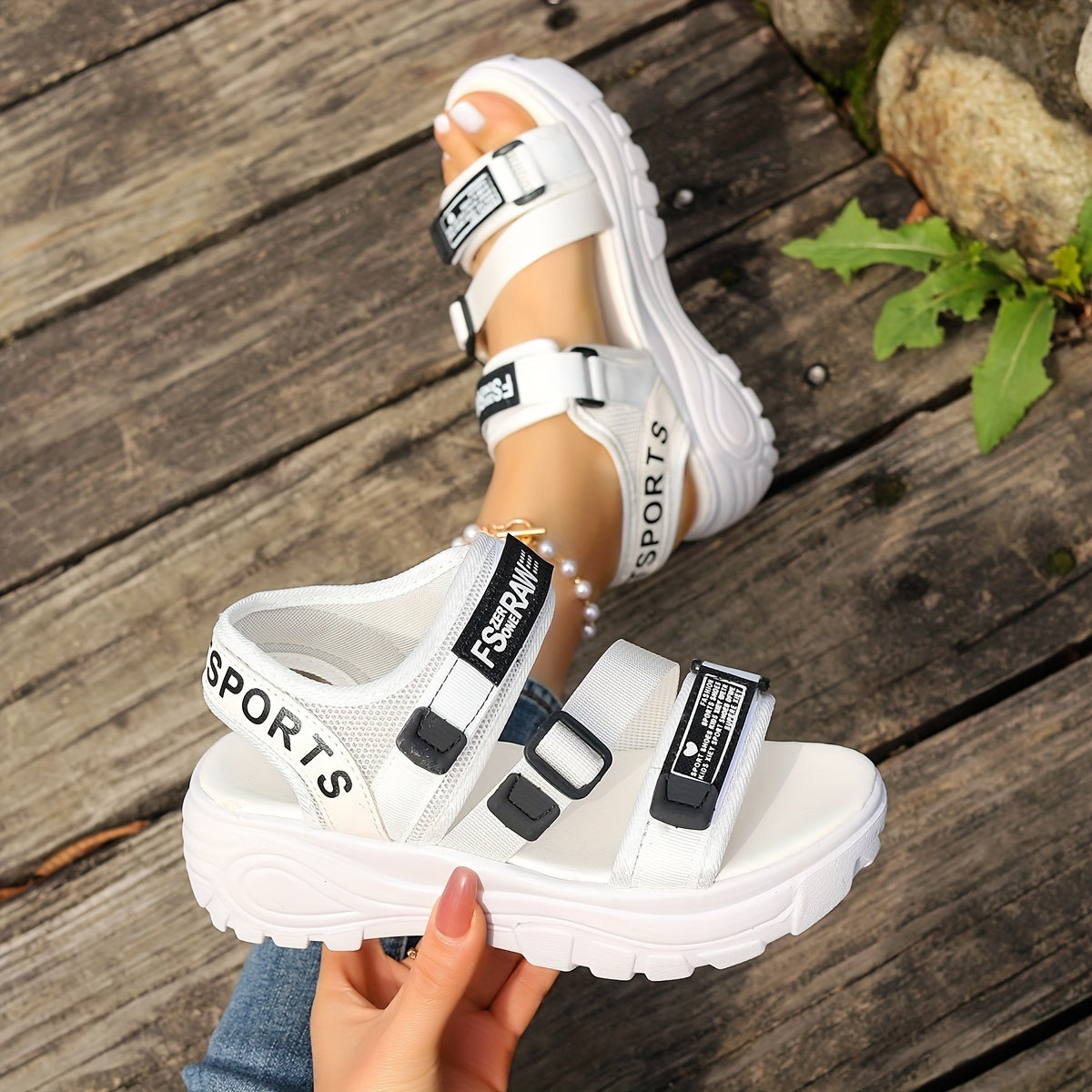 Stylish Comfort Wedge Sandals - Soft, Breathable, Platform Shoes for Women with Letter Detail - Perfect for Beach, Walking, and Casual Occasions
