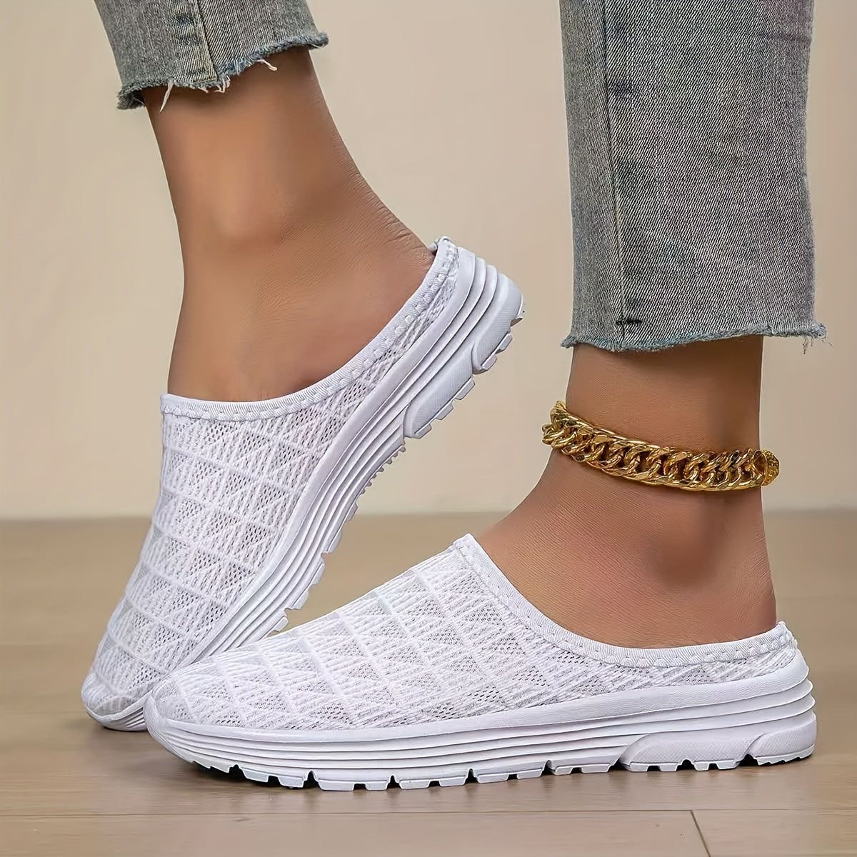 [Lightweight Slip-On Sneakers] Quanzhou Shoes Women's Lightweight Breathable Knit Slip-On Sneakers - Pink, All-Season Casual Walking Shoes with Stability Support, Fabric Upper & MD Sole, Everyday Footwear | Comfortable Wear |