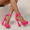 Women's Platform High Heel Shoes, Fashionable Open Toe Buckle Strap Pumps, Women's Footwear