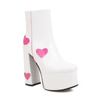 Plus Size Platform Women's Boots Heart-shaped Color Block High Heels