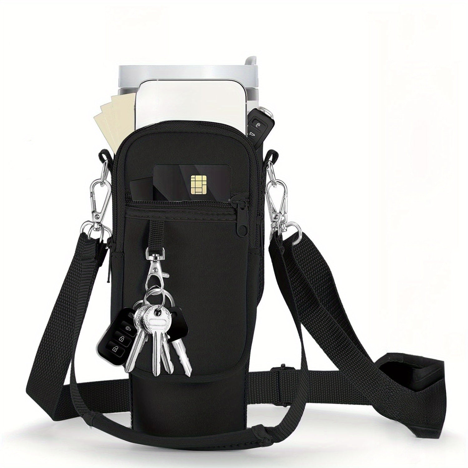 An Insulated Water Bottle Holder with Durable Neoprene Support, an Innovative Fit Design, And Adjustable Straps for a Secure Fit, Easy Portability, And Keeps Drinks Hot Or Cold for Hours (Cup Not Included)