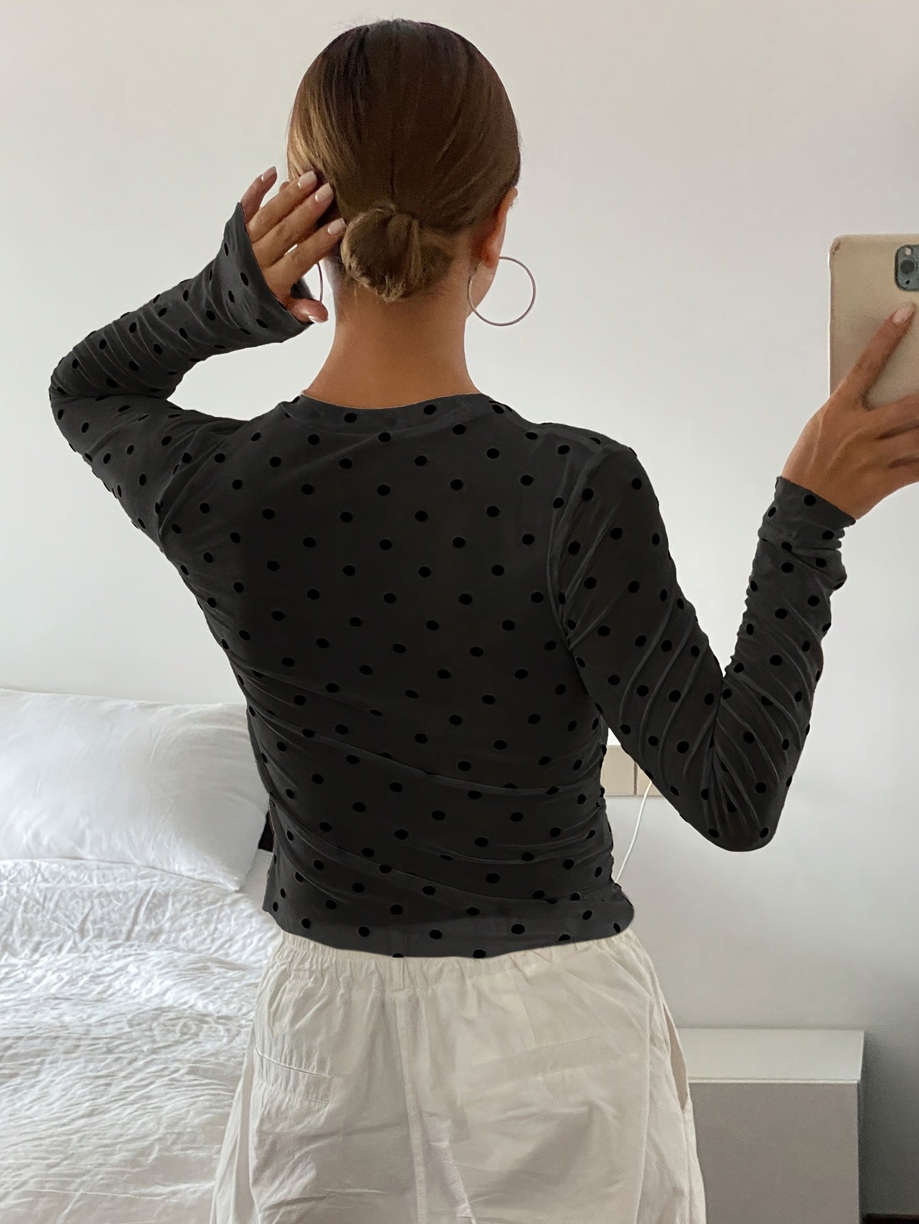 Women'S Mesh Polka Dot Velour T-Shirt