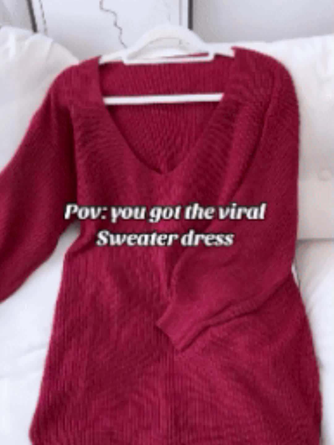Women's Elegant Sexy Knitted Dress Loose Long Pullover Drop Shoulder Pullover Suitable for Spring And Autumn