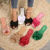 Women's Bowknot Decor Slide Sandals - Fashion Square Open Toe Flat Summer Shoes, Lightweight Slide Sandals - For Women - Perfect for Summer Beach, Vacation & Casual Wear - Ideal Gift for Her