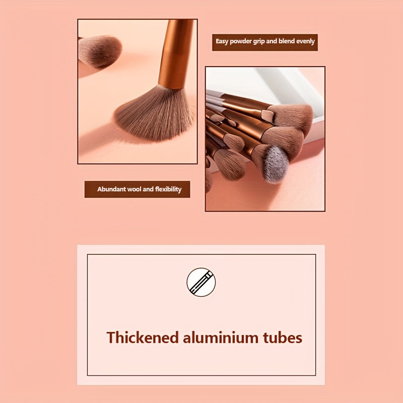 13pcss Makeup Brushes Makeup Kit, Foundation Brush Eyeshadow Brush Make Up Brushes Set (Reddish Brown, 13pcs Set) Birthday And Valentine'S Day Easter Gifts