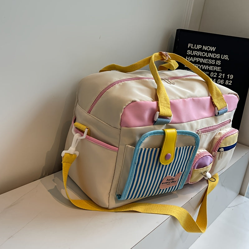 [Casual Travel Bag] Lightweight Dopamine Casual Travel Bag for Women - Gym Yoga Swim Fitness Duffel, Short Trip Business Trip Carry-On, Dry Clean, No Print Design