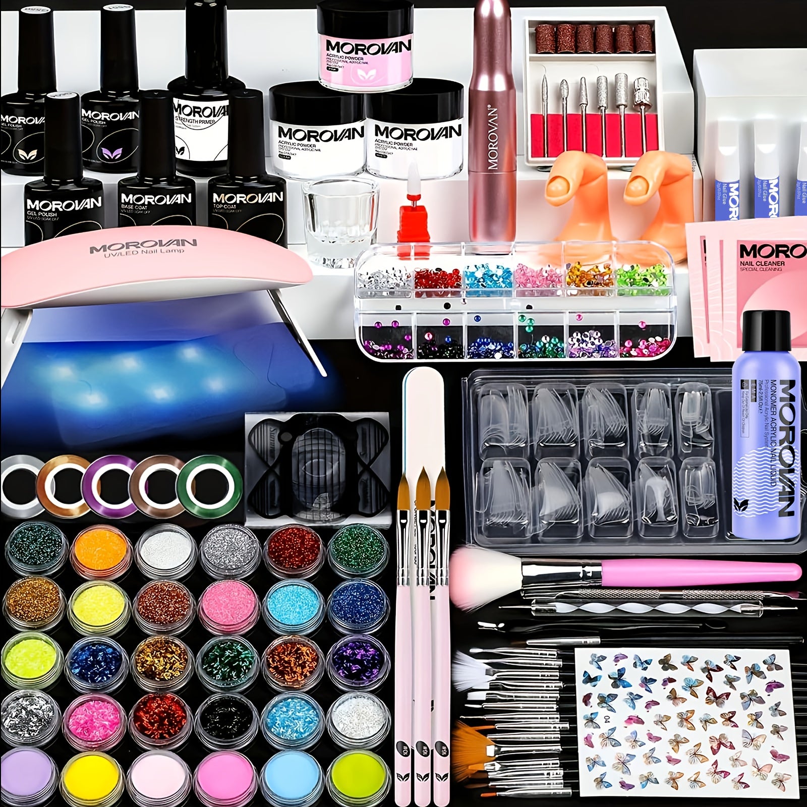 Acrylic Nail Kit with Everything – Professional Starter Acrylic Set for Beginners, Full Nail Supplies with USB Nail Drill & Acrylic Powder