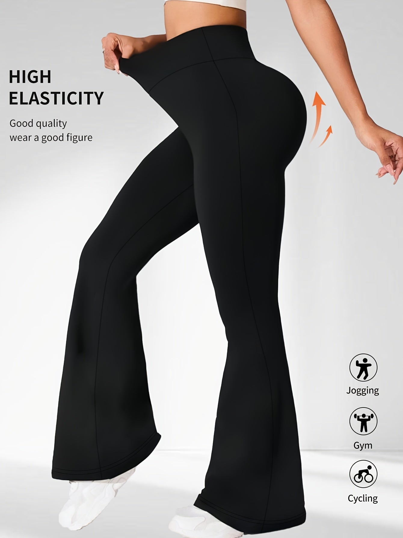 1 pair of Women's bootleg yoga pants, tummy control fitness leggings with non-transparent flared design