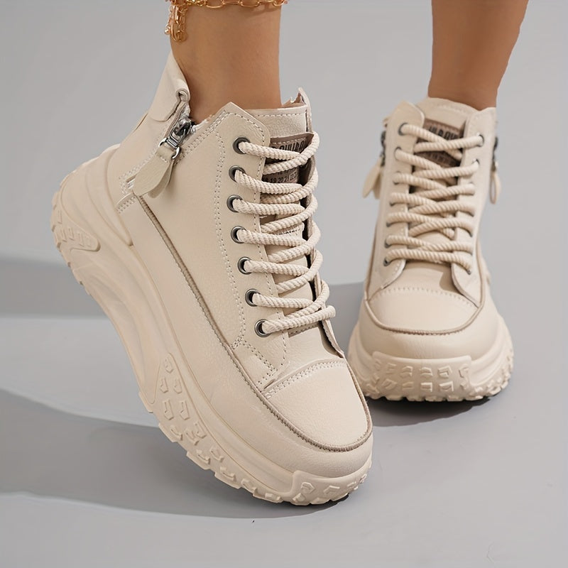 2024 Trendy High-Top Women's Sneakers - Comfortable, Non-Slip, Durable Casual Shoes with Lace-Up Design and Round Toe - For Women - Suitable for Casual Wear - Perfect Gift for Fashionistas