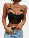 Cutout Floral Lace Crop Cami Top, Casual Bow Summer Sleeveless Top, Women's Clothing