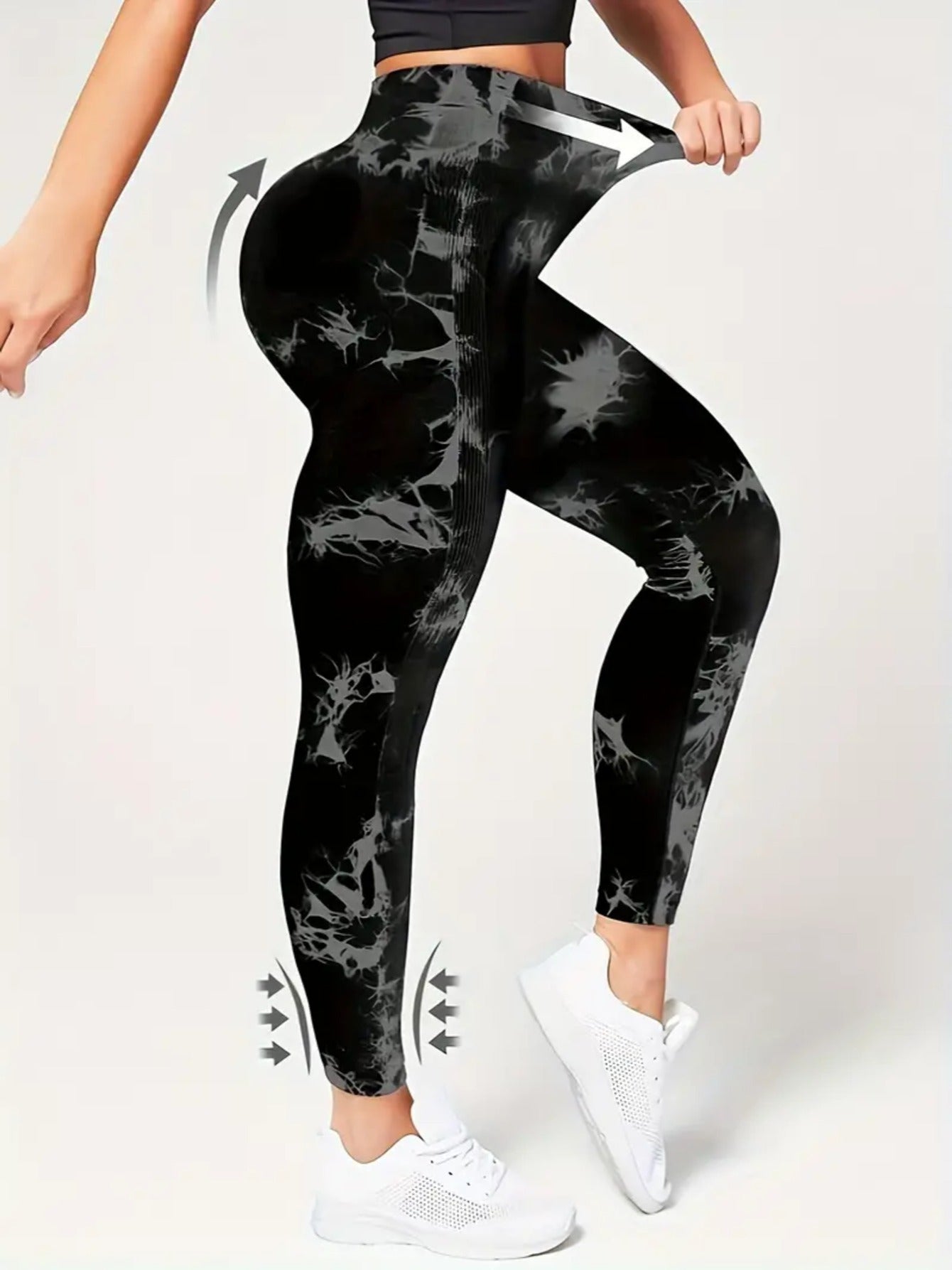 2 pack Women's High Waisted Tummy Control Tie-Dye Yoga Pants, Seamless Sport Leggings, Butt Lifting Workout Tights for Gym and Daily Wear, workout, Squat Proof Leggings, high stretch comfortable, tights, Nylon