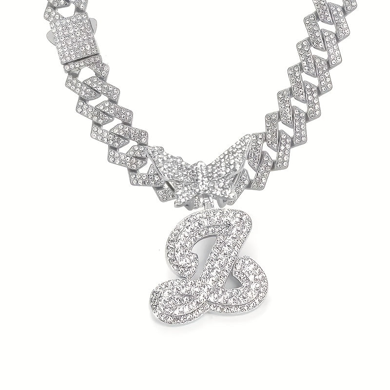 Women's Elegant Butterfly Necklace - Zinc Alloy, Rhinestones Mosaic, Synthetic Stones | Perfect Jewelry Gift | Christmas Jewelry