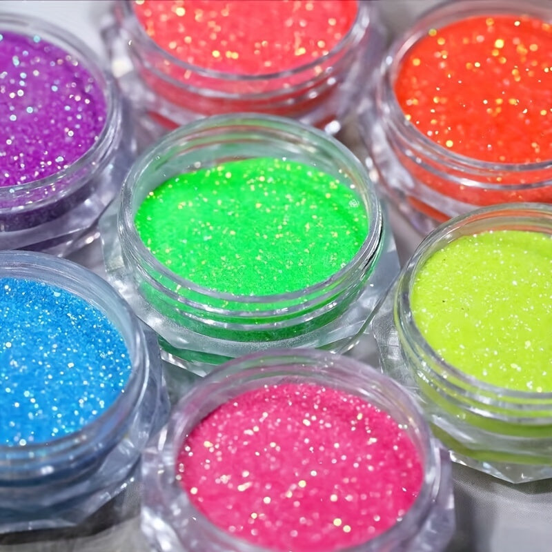 7-Piece Glow-in-the-Dark Nail Polish Set - Sparkling, Glittery, and Perfect for Nighttime Fun!