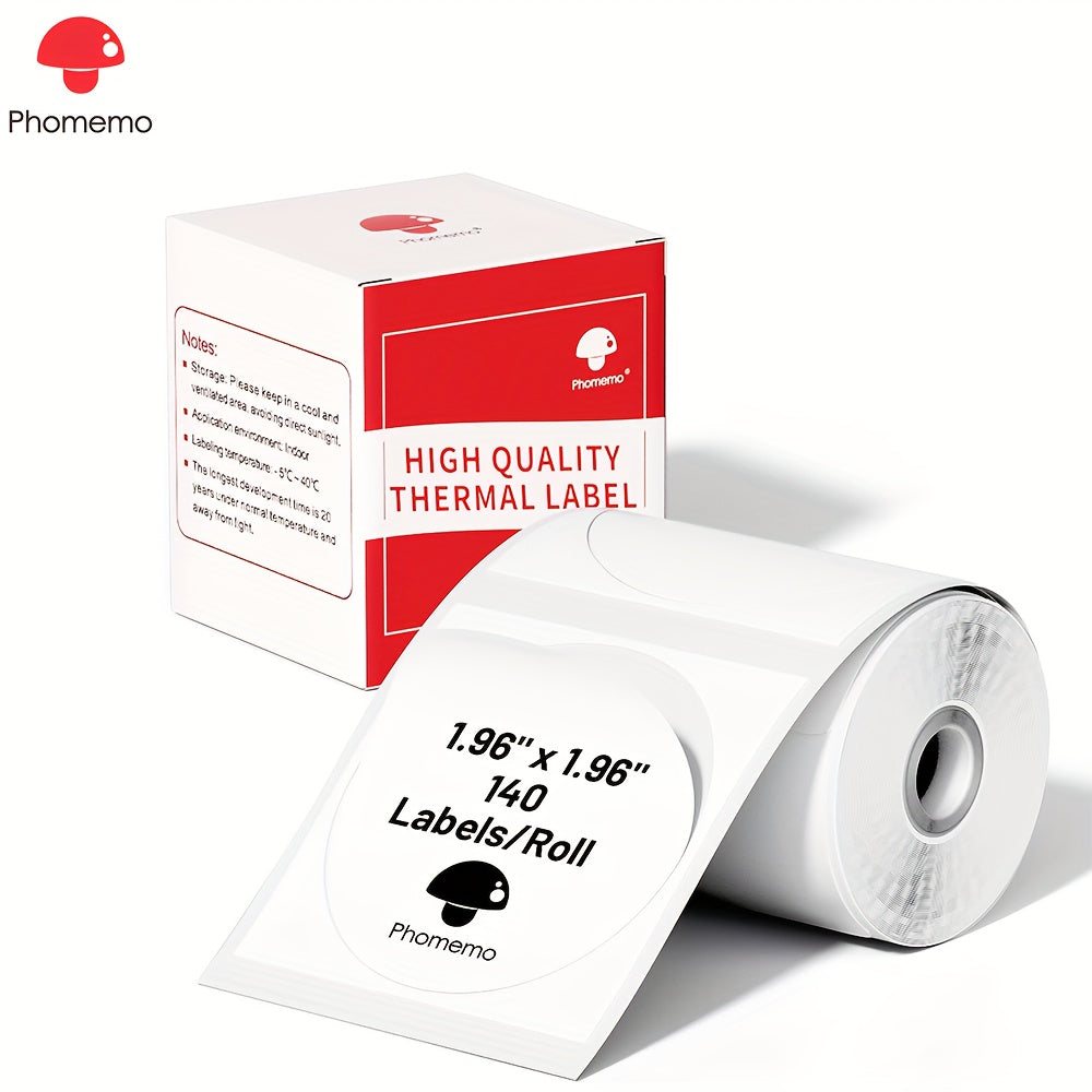 Phomemo M110 Labels - Versatile Self-Adhesive Round Circle Label Suitable for M110/M120/M200/M220 Label Printers, Thermal Label for Barcodes, Logo Design, Premium Sticker Paper, Black on White