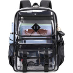 Casual Travel Men'S Backpack, 4.23gal Large Capacity, Lightweight Transparent Bag, Adjustable Shoulder Straps, Gym Approved, Outgoing Commuter Backpack, Black