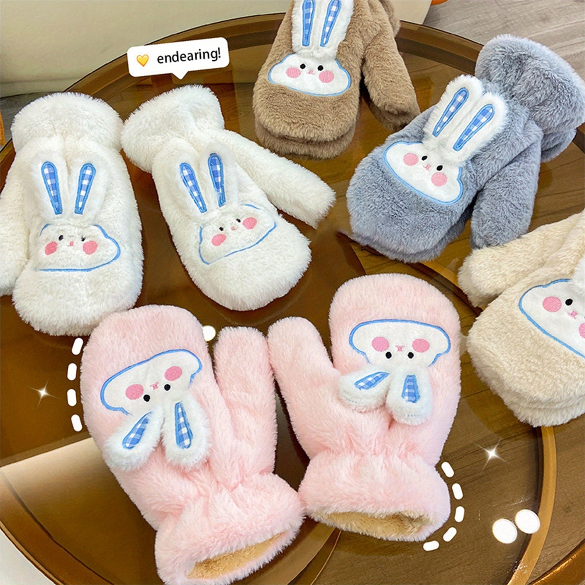 Women's Winter Mittens | Cute Rabbit Design Fleece Gloves | Pink Cotton Blend with Bunny Ears and Face | Plush Warmth for Cold Weather | Non-Stretch, Hand Washable | Cozy Outdoor Accessory