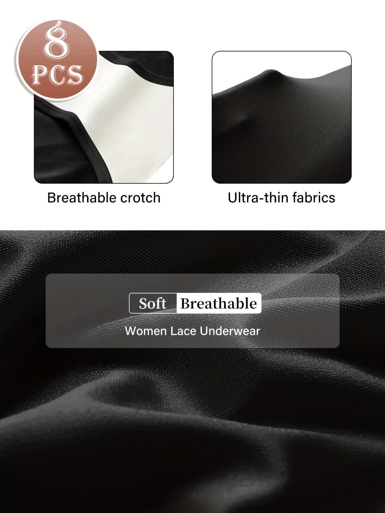 [Breathable Mesh Underwear] 8-Pack High-Waisted Breathable Women's Underwear, Seamless Mesh Cross Design Triangle Panties