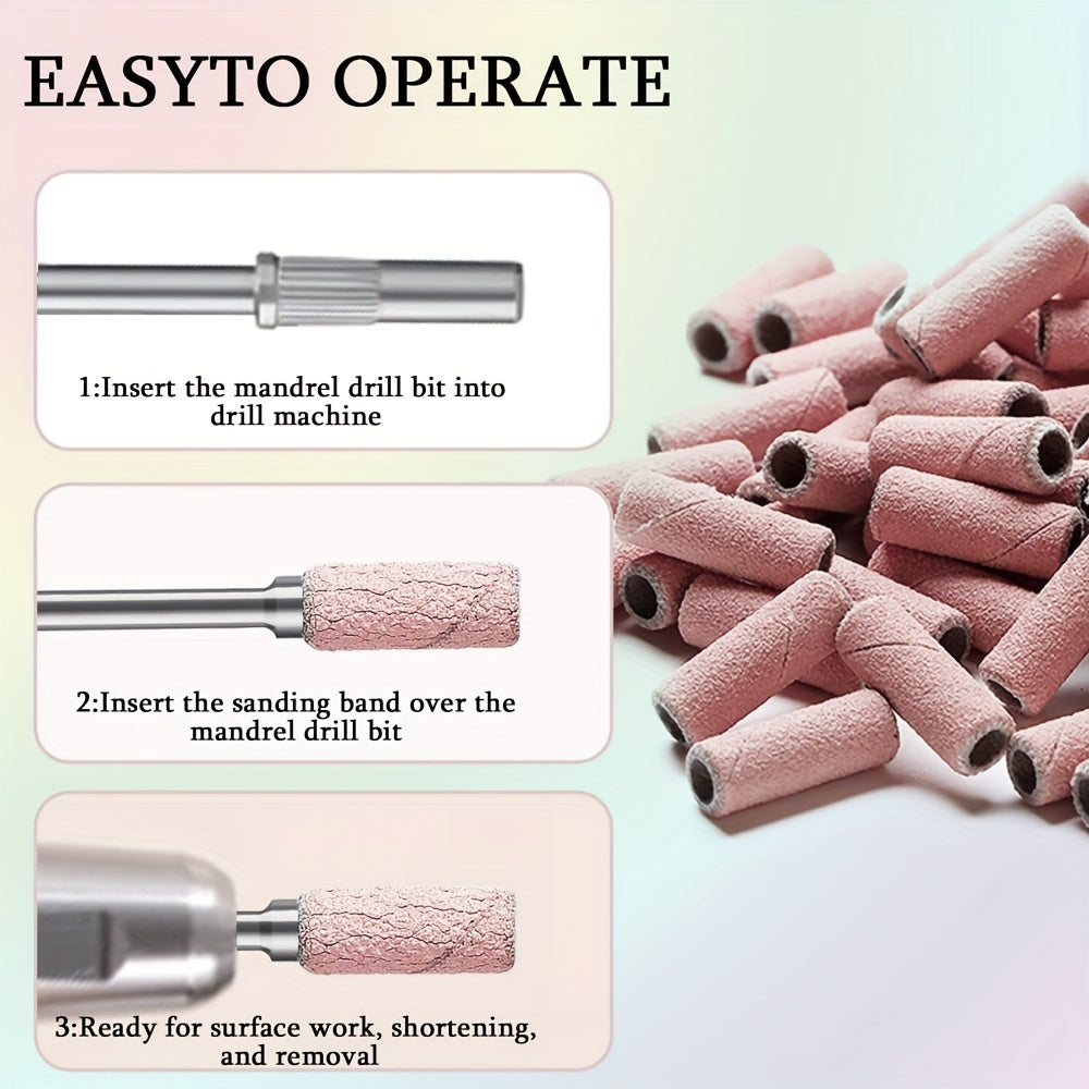 100Pcs Professional Nail Drill Sanding Bands, Unscented Nail Drill Bits for Manicure and Pedicure Tools
