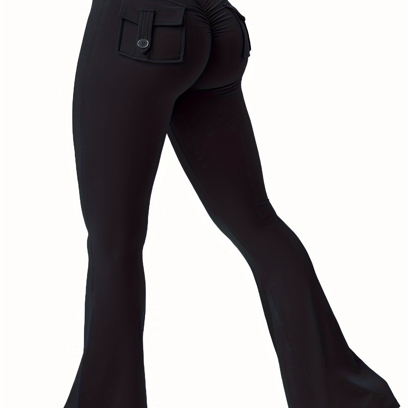1pc Women'S Sexy High Stretch Yoga Pants with Pocket, Knitted Polyester, Long Length, Regular Fit, All-Season Athletic Tights for Running, Cycling, and Exercise