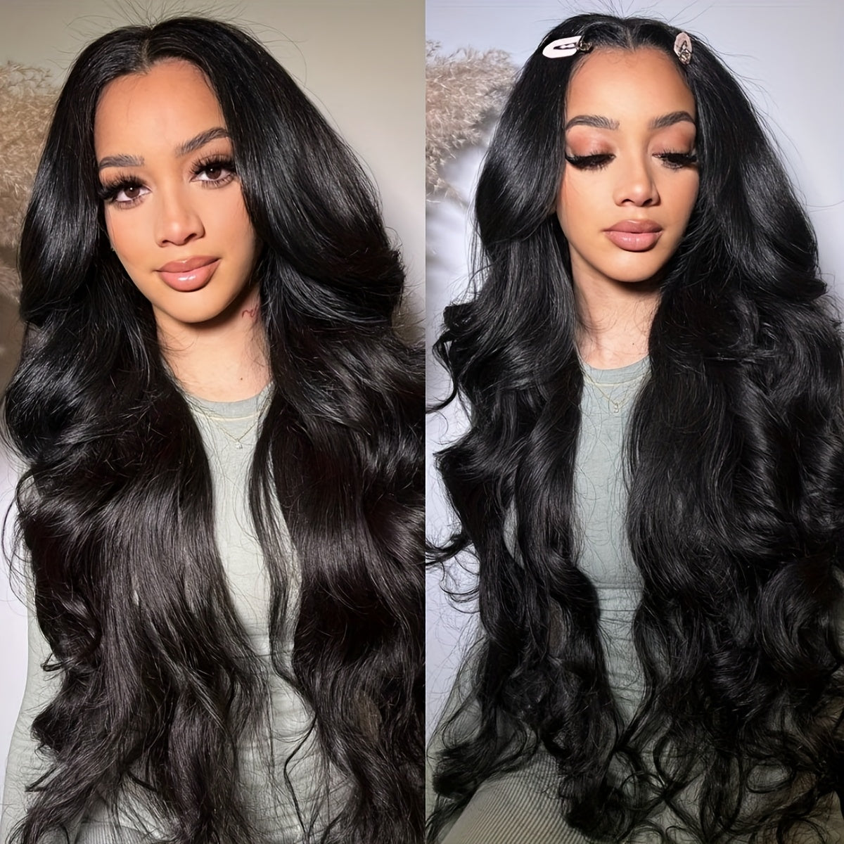 Body Wavy Glueless 13X4 Lace Front Wigs with Bleached Knots Natural Black Color 100% Long And True Length Brazilian Human Hair Wigs High Quality 250% Density Pre Cut Lace Frontal Body Wave Wigs for Women Daily Wear