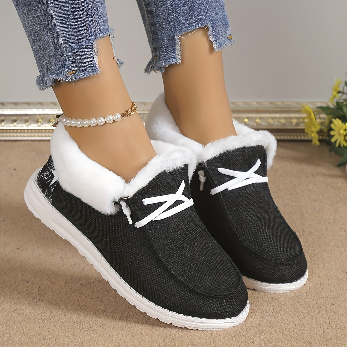 [Cozy Winter Boots] Warm & Cozy Women's Plush Lined Shoes - Thermal Winter Ankle Boots, Slip on Snow Boots