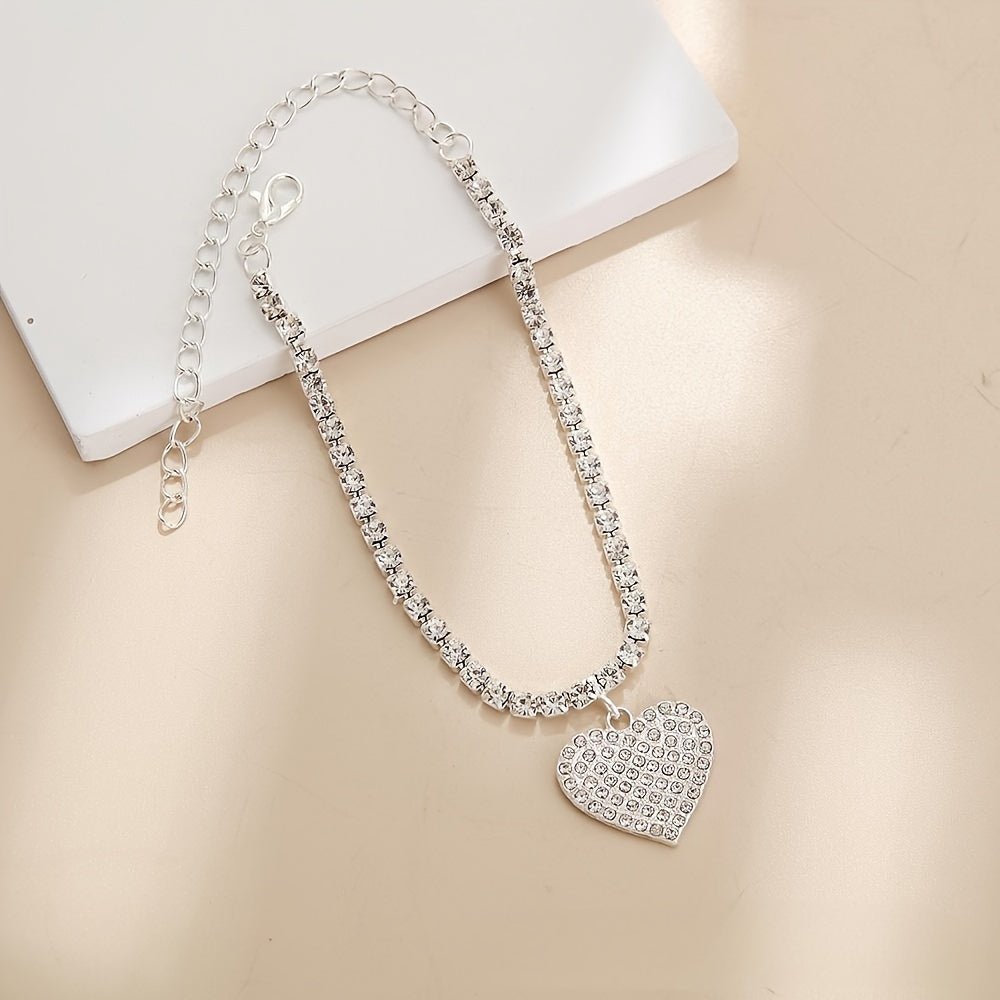 Butterfly Rhinestone Bracelet/Anklet & Necklace Set - Elegant, Perfect for Christmas, , Party, Women's Gift