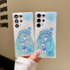 A Glow-In-The-Dark Liquid Glitter Phone Case for Samsung Galaxy S22/S23/S24/S25/Plus Ultra, Featuring a Fun Spaceship Astronaut Design, Making It a Creative Christmas And New Year Gift Phone Protector.