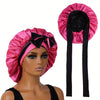 1pc Double-Layered Reversible Sleep Satin Bonnet with Long Straps, Hair Care Accessory for Women, Beauty Salon Hair Tools
