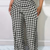 Chic Houndstooth High-Waist Wide-Leg Pants for Women - Stretchy, Casual & Machine Washable - For Women - Suitable for Everyday Wear, Work & Parties - Perfect Gift for Fashionable Women