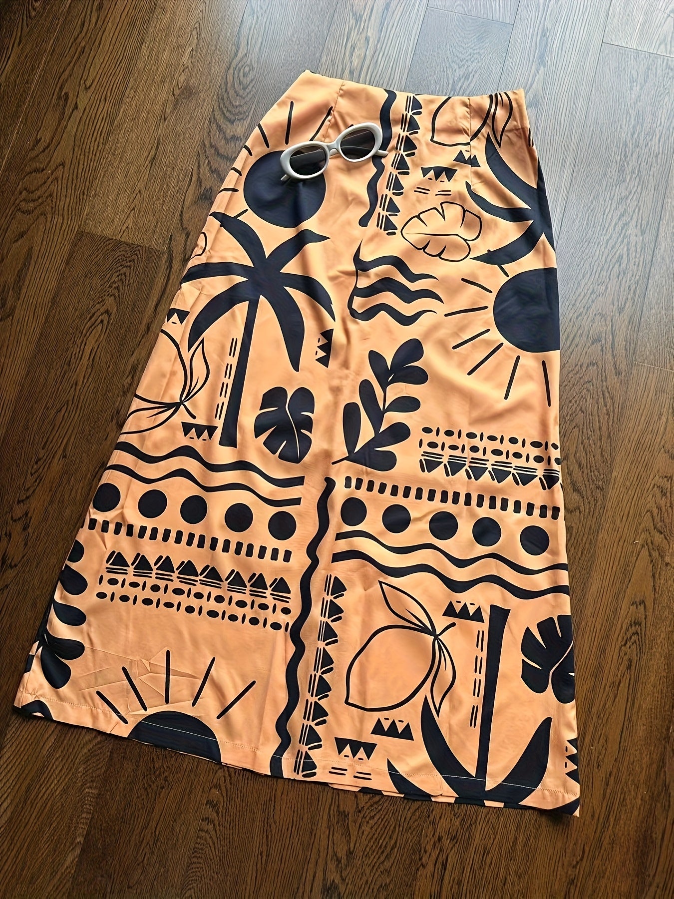 Summer Vacation Black Camisole + Print Skirt Set