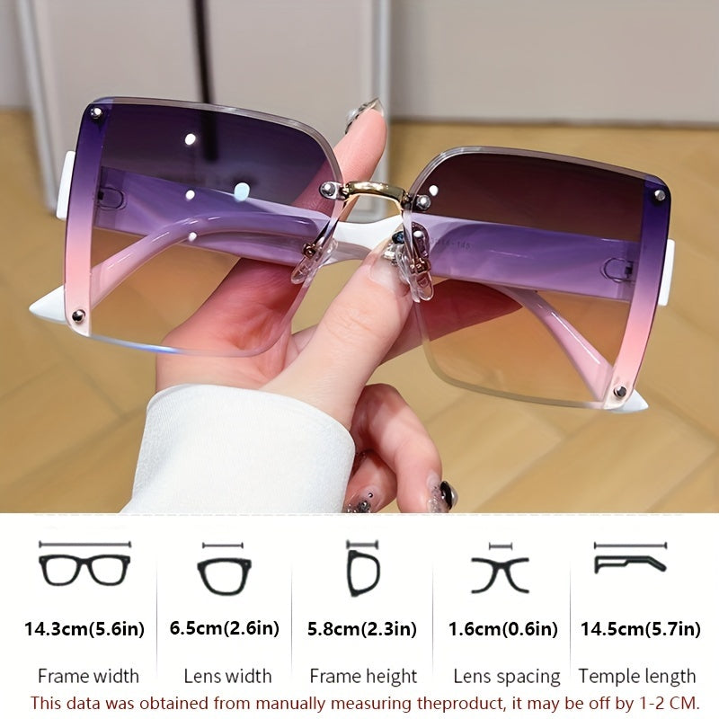 Oversized Square Frameless Fashion Glasses Y2K Luxury Gradient Fashion Glasses Novelty Travel Party Holiday Dressing Accessories