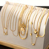 10pcs Vintage Luxury Necklace Set, Heart & Geometric Pendants, Snake Chains & OT Clasp, Alloy, for Daily Wear & Parties, Ideal Valentine'S Day Gift, All-Season Jewelry Collection