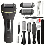 Electric Foot Scrubber Callus Remover for Feet, Rechargeable Foot File Pedicure Tools, Professional Pedi Foot Care Kit for Hard/Dead/Dry Skin/Cracked Heels with Manual Foot File Set 12pcs